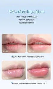 Comparación antes y después del tratamiento de mascarilla hidratante para labios suaves