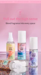 Collection de sprays parfumés ADMD dans des flacons pastel pour cheveux et corps
