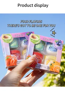 Vista detallada del set de 4 mascarillas labiales de frutas ADMD para hidratar