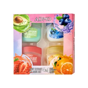 Set de 4 mascarillas labiales ADMD con extractos de frutas para hidratación y reparación