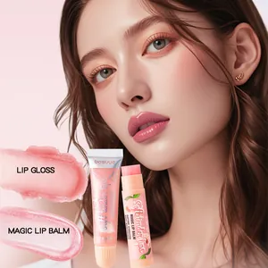BOSUYA 2pcs set with color changing lip balm and pearlescent lip oil for deep hydration