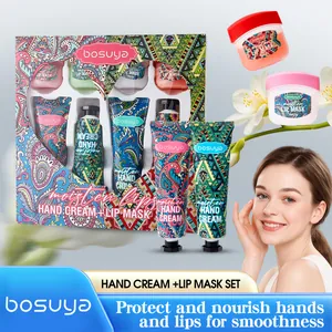 Bosuya Hand Cream And Lip Mask Set Bohemian Style Moisturizing Hydrating Repairing Skincare Gift For Women Skin Care Set