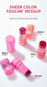 Detail view of ADMD jelly blusher sticks showing various shades for lips and cheeks