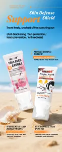 Vue détaillée des écrans solaires hydratants FORMBO au collagène sakura et à la vitamine C