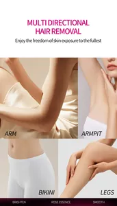 Dettagli sulle aree di epilazione multidirezionale come braccia, ascelle, bikini e gambe