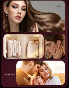 Collage dettagliato che mostra scenari d'uso per spray profumato capelli e corpo