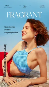 Refreshing lifestyle shot of a woman on a beach for FORMBO hair fragrance spray