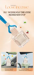 Flacon en verre vide pour aromathérapie de voiture avec corde de suspension bleue