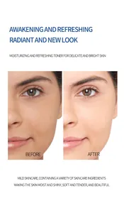 Detailed side-by-side skin comparison showing the hydrating effects of collagen toner.