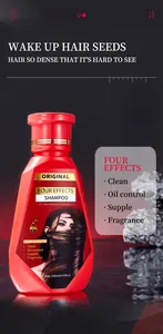Flacone di shampoo per aromaterapia rosso da 250 ml con quattro effetti e dettagli