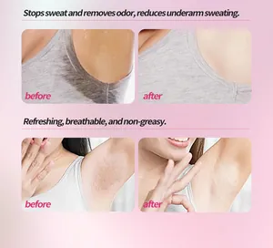 Detail view showing before and after effects of antiperspirant on sweat and underarm skin