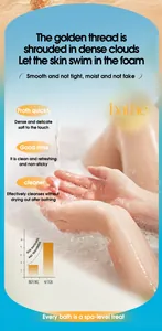 Detail of rich foam and cleansing effect of FORMBO perfume shower gel on skin.