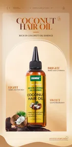 Primo piano dettagliato dell'olio per capelli al cocco FORMBO da 150 ml e benefici