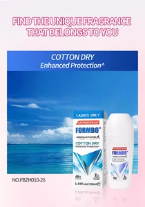 FORMBO ladies antiperspirant roll-on bottle and packaging with 48h cotton dry protection