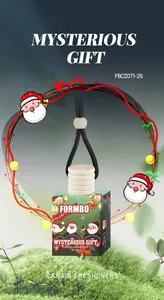 Detailansicht der weihnachtlichen FORMBO Auto-Lufterfrischer-Geschenkbox mit Schnur