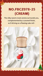 Primer plano del difusore de perfume para coche de Navidad FORMBO crema con tapón de madera