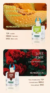 Détails du désodorisant voiture FORMBO 8ml senteurs Honey Havana et Love Page