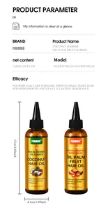 Parametri dell'olio per capelli FORMBO per flaconi da 150 ml di cocco e palma.