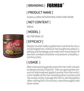 Detail view of FORMBO Arabica coffee hair mask with efficacy and usage instructions