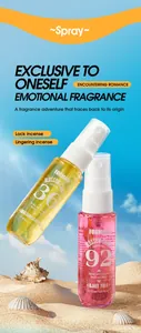 FORMBO Blossom Candy perfume mist spray bottles in yellow and pink on a sunny beach sand