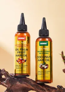 Dettaglio flaconi olio per capelli FORMBO con essenze di cocco e palma.