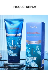 Vista detallada del envase del limpiador facial de colágeno y ácido marca ADMID