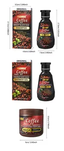 Detailed dimensions for FORMBO coffee shampoo shower gel and hair mask collection