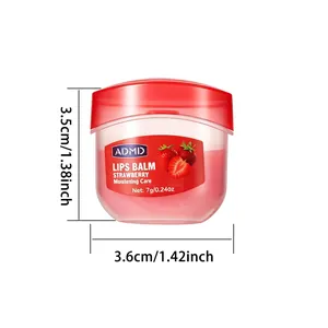 Detailed macro view showing the precise dimensions of ADMD strawberry lip balm jar
