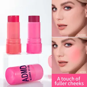 ADMD moisturizing jelly blusher stick for lips and cheeks, showing before and after effect