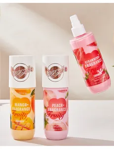 Detailansicht der fruchtigen FORMBO Bodylotion-Flaschen in Mango, Pfirsich und Erdbeere