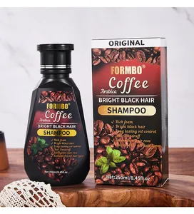 FORMBO Arabica coffee shampoo bottle and box packaging for bright black hair care