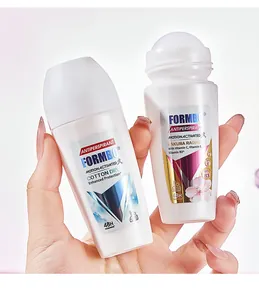 Detail shot of FORMBO roll-on antiperspirants showing Cotton Dry and Sakura versions