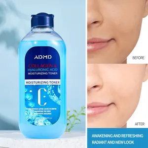 ADMD Collagen and Hyaluronic Acid Moisturizing Toner 400ml bottle with skin results