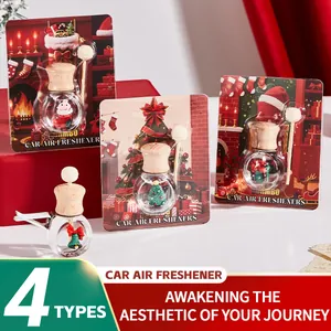 Ambientador de Coche de Navidad Difusor de Aceite Esencial de Vidrio Árbol de Navidad Papá Noel Clip de Ventilación Fragancia