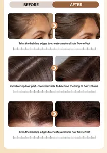 Detailvergleich mit natürlichem Haarfluss und Abdeckung durch Haaransatz-Füllpuder