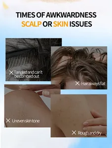 Vista dettagliata di problemi comuni di cuoio capelluto e pelle, capelli grovigli e secchi
