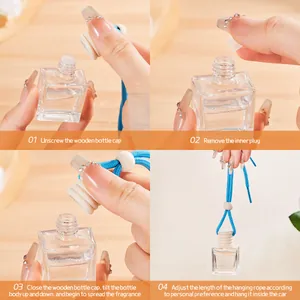 Guide en quatre étapes pour pendentif flacon d'aromathérapie de voiture avec corde bleue