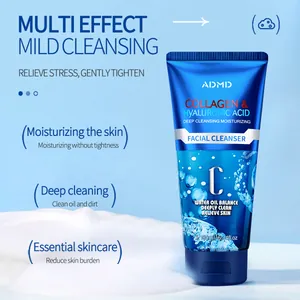 Limpiador facial de colágeno y ácido hialurónico para limpieza profunda e hidratación