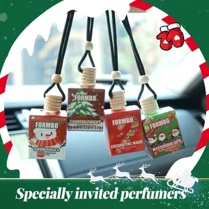 FORMBO Weihnachten Auto Lufterfrischer Hängende Dekoration Glasflasche Holzkappe Deodorizer Für Innendekoration Weihnachtsmann Schneemann Muster
