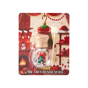Ambientador de coche navideño festivo con campana decorativa y tapa de madera natural