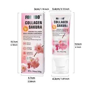 Crème solaire FORMBO Collagen Sakura SPF 50+ hydratante pour visage avec dimensions
