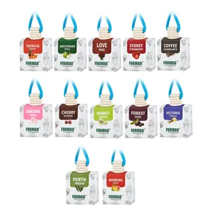 Lot de 12 flacons suspendus désodorisant voiture avec bouchons bois et 8 ml