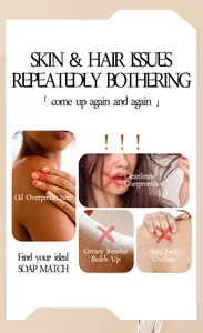Detail graphic showing common skin and hair issues like oil overproduction and greasy residue.
