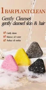 Detailed view of triangular fragrance bath bars with refreshing water and soap suds