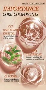 Detailed view of skincare soap ingredients featuring Tea Tree Oil and Glycerin.