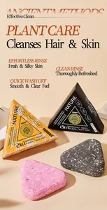 Triangle-shaped FORMBO perfume soap bars and 2-in-1 hair and body soap packaging