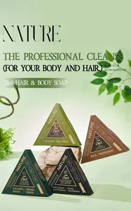 Detalle de la colección de jabones 2 en 1 FORMBO para cabello y cuerpo con extractos naturales.