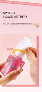 Détail montrant comment ouvrir et utiliser la buse du spray de parfum pour cheveux.