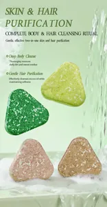 Jabón artesanal triangular 2 en 1 en cuatro colores para el cuidado de cuerpo y pelo