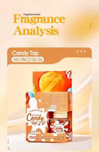 Detail view of FORMBO Candy Top car air freshener with glass bottle and box packaging.